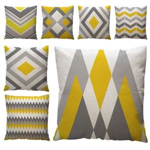 Yellow Geometric Pattern Throw Pillow Case Decorative Pillows For Sofa Car Seat Cushion Cover 45x45cm Home Decor