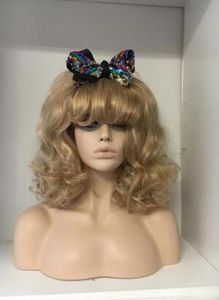 SIN CITY WIGS! GOLDEN BLONDE SWEET SOFT WAVY CURLS SMOOTH BANGS LONG VOLUME CUTE