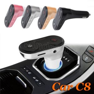 Car C8 Transmissor FM MP3 Player Modulador Mãos Livres Sem Fio Bluetooth Car Kit com USB Car Charger Suporte TF U Disk Play + caixa de Varejo