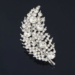 Sparkling Cubic Zirconia Crystal Fantastic Alloy Leaf Brooch Vintage Fashion Feather Shaped Lapel Pin For Women And Men Apparel Jewelry
