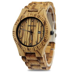 Orologi da uomo in legno Orologio al quarzo con data di alta moda Orologio da polso sportivo impermeabile da uomo Orologio maschile con confezione regalo in legno