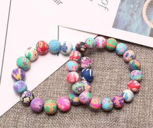 Fashion Colorido Handmade Bohemian Frisado Frossadas Pulseiras Floral Macio Clay Elastic Bracelet para Mulheres Meninas National Jewelry Atacado