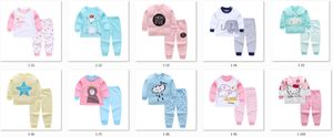 6 uppsättningar barn pyjamas sätter baby flicka pojke kläder bomull utskrift söta drömmar pijamas baby tjejer tecknad långärmad t-shirt + pants 2-bit q01