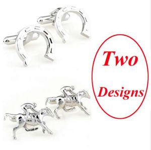 2 Designs Ride Horse Cufflink Horseshoes Cuff Link Free Shipping