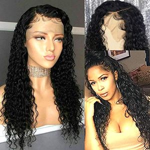 360 Lace Frontal Perücke Wasserwelle 180 % Dichte vorgezupfter Haaransatz leimlose brasilianische Echthaar-Spitzenperücken für schwarze Frauen