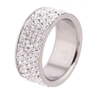 5 Row Lines Clear Crystal Jewelry Fashion Stainless Steel Engagement Rings Sparkling Bow Ring for Women Valentine's Day Gift Jewelry