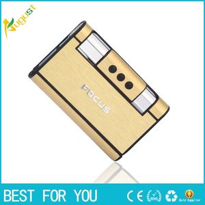 Brand New Cigarette Holder Box with Gas Lighter Flameless Windproof Tobacco Cigarette Case Lighter