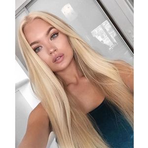 Brazilian Honey Blonde Full Lace Human Hair Wigs Brazilian 613# Straight Human Blonde Hair Lace Front Wigs With Baby Hair