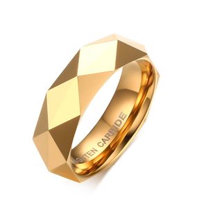 トレンディなタングステン炭化物リング女性6mm菱形メンズタングステン結婚指輪USサイズ6 ゴールドシルバーローズゴールドカラーオプション