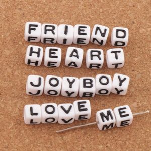 White Cube 26 Alphabet Letter Acrylic Spacer Loose Beads 1000pcs/lot 7x7mm Jewelry L3028