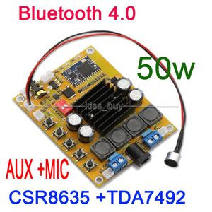 Freeshipping TDA7492 50W+50W CSR8635 Bluetooth 4.0 Audio Receiver Digital Amplifier Board AUX for 12v 24v 19v car