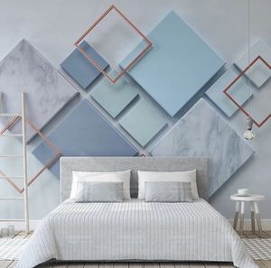 Simple Geometrie Quadrat Marmor Mosaik Stereo TV Hintergrund 3D-Wand