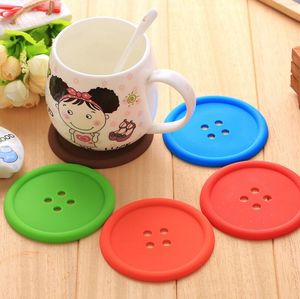 Wholesale button coasters for sale - Group buy Candy Color Silicone Button Cup Cushion Holder Drink Tableware Heat Insulation Coaster Mat Pads LX3603