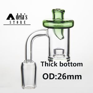 REATOR Núcleo do núcleo de quartzo Banger Banger Glass Carb Cap 26mm 4mm de espessura Bottom Big Bacia 10mm 14mm 18mm feminino masculino