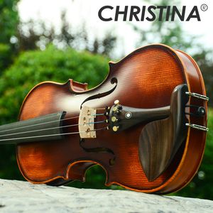 Włochy Christina Stradivari V02 skrzypce 4/4 Violino 3/4 Antique High Glade Handmise Acoustic Bowdle Bow Bow Violon Paten Instrument String Instrument