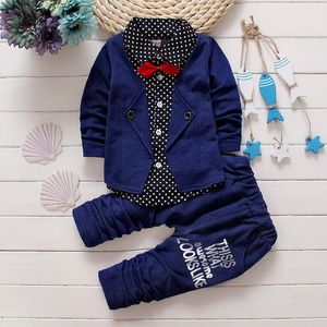 Conjunto de roupas infantis primavera outono 2018 nova moda bebê meninos camisa de maré falsa três peças roupas terno crianças meninos roupas terno