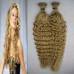 Extensões de Cabelo Humano Encaracolado loira 1g / Vertentes U Ponta Da Ponta Da Vara de Queratina Extensões de Cabelo 200 fios de cabelo encaracolado extensões de fusão 200G