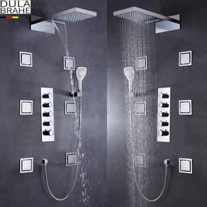 Tyskland dulabrahe vattenfall och regn badrum duschkran termostatisk mixer set badduschventil duschhuvud
