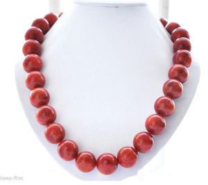 Natural 10/12/Pretty Red Grass Coral Round Beads Necklace 18"