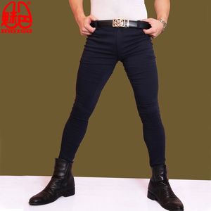 Homens Sexy Moda Calças de Jeans Elástico Lápis Calças Casuais Calças Apertivas Macleas Calças Eróticas Clube de Lingerie Gay Plus Size F73