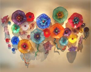 Projekt kwiat lotosu talerze styl ręcznie robione lampy ze szkła Murano dekoracja ścienna wiszące oświetlenie wewnętrzne