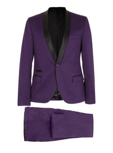 Handsome Purple Groom Tuxedos Shawl Lapel One Button Groomsmen Men Formal Suits Party Prom Suit Customize Suit(Jacket+Pants+Tie)NO:88