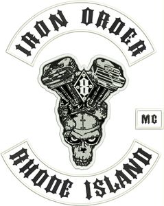 Mc Pedido de Rhode Island Bordado de bordado de ferro em motociclistas motociclistas de jaqueta de jaqueta de colete de vestiário