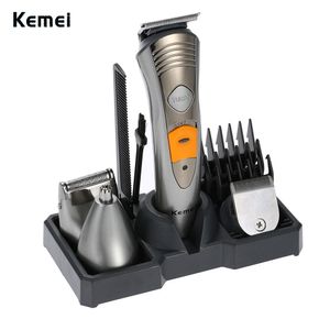 Kemei 7 em 1 Barbeadores Elétricos Nariz Nariz Orelha Aparador de Pelos Homens Máquina de Barbear Recarregável Aparador de Cabelo Afeitadora KM-580A