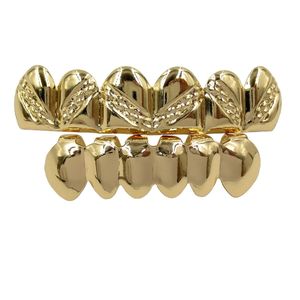 Grills 18K Vero Brate d'oro Punk Hip Hop Doghe Grillz Dental Mouth Fang Grili su Bottom Cap Corretto Babbo Colo Rapper Regali di gioielli