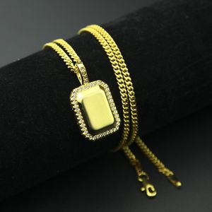 Män Hip Hop Halsband Jewerly 18K Gul Guldpläterad CZ Hund Tag Pendant Halsband för män Kvinnor NL-458