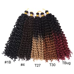 Güzellik Saçları 14 inç Kıvırcık Tığ Saç Uzantıları Örgüler Sentetik Örgü Saç Toplu 15 Strands / Paketi 100g