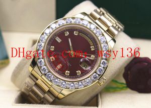 2 cor 18k amarelo ouro vermelho 41mm presidente dia-data 18038 Big Diamond Bezel Mecânica Mãos Mãos Relógios Homens Relógios de Pulso