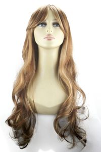 22" Ladies Beautiful Full WIG Long Hair Piece WAVY Medium Brown/Blonde #6/613