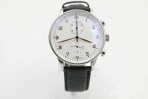 Adam Yüksek Kalite Beyaz Arama Sınırlı İzle Altın Paslanmaz Pointer Kol Skineteton Mens Watchesthree Eller Takvim 41mm