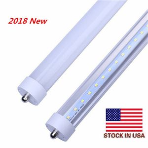 Tubo LED de 8 pés Luz dos EUA Estoque 8 pés 8 pés PIN ÚNICO T8 FA8 LUZES DE BULBO LED 45W 4800LM LEDS TUBOS FLUORESCENTES Lâmpadas 85-265V Garage Shop Warehouse