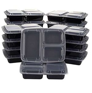 10pcs reutilizável preparação de refeição Bento caixa de contêiner 3 compartimento com tampas com tampas de armazenamento de alimentos recipientes de almoço para micro-ondas