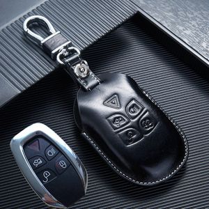 Leather Car key Fob cover for Jaguar XJ 2009 2010 2011 2012 XJL Key Case Holder Keyless Entry Accessoriess334R