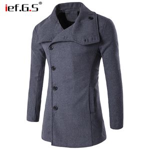 IEF.G.S 2018 autumn long coat men winter overcoat men's trench coat single breasted lapel south korea clothing windbreaker