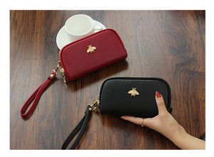 Kvinnor Designer Long Style Double Zipper Phone Wallets Lady Casual Purse Female Fashion Popular Clutch Bag No406