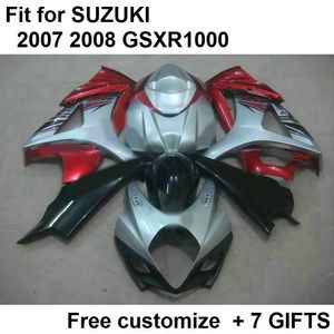 Heißer Verkauf Verkleidungsset für Suzuki GSXR1000 07 08 Silber Rot Schwarz Verkleidungsset GSXR1000 2007 2008 BB10