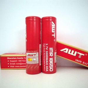ingrosso Batterie IMR-100 pezzi per la nuova batteria ricaricabile AWT A mah della pelle rossa Batteria ricaricabile ad alto drenaggio V IMR