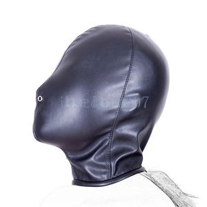 Bondage Soft Leather Mask Full Head Hood With Breathing Hole Slave Fantasy Restraint #R96