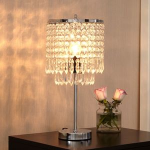 Round Crystal Chandelier Bedroom Nightstand Table Lamp LED Night Light Bedside Desk Lamps for Wedding Living Room Dining Room