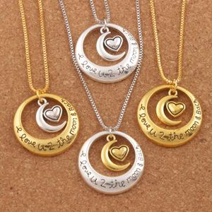 Collane con pendente 4Styles Hot Circle Moon Heart Ti amo fino alla luna e ritorno da 24 pollici