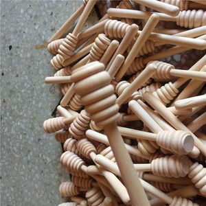 100 Pieces Wooden Honey Stick Wood Honey Spoon Stir Stirrer Pub Restaurant Bar for Honey Jar Eco-Friendly Long Handle Stick Dipper Natural