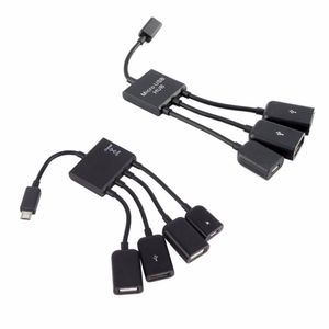 Freeshipping OTG 3/4 Port Micro USB Ström Laddning HUB Kabel spliter kontaktadapter för smartphone dator Tablet PC databedare