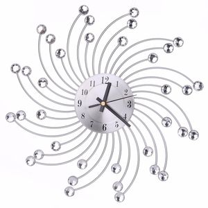 Orologio da parete in metallo con diamanti 3D di alta qualità Orologio da parete in stile europeo silenzioso e abbagliante per soggiorno Home Office Decor C42