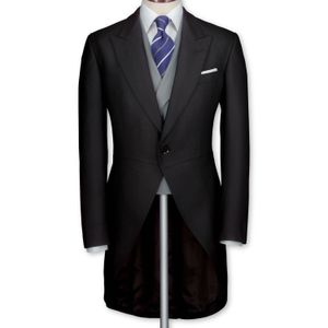 Gorąca poleca Dark Szary Tailcoat Groom Tuxedos Morning Style Mężczyźni Wedding Wear Odzież Doskonałe Mężczyźni Dinner Prom Party Suit (Kurtka + Spodnie + Kamizelka + Kamizelka) 111