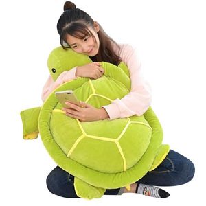 Dorimytrader Soft Animal Tortoise Plush Pillow Big Stuffed Cartoon Green Turtle Toy Dock Gift för Kids Dekoration 31inch 80cm DY61986