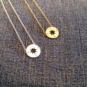 10PCS Gold Silver Small Compass Necklaces Pendant Charm for Women Men South Direction Necklace Disc Circle Disk Necklaces Coin Jewelry